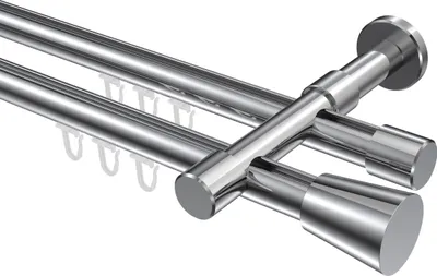 Produktbild von Interdeco Innenlaufstange / Gardinenstange mit Innenlauf Chrom, Typ Prestige Sitra (Konus), 20 mm Ø 2-läufig, 520 cm