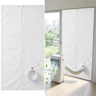 Produktbild von Klimaanlagen Fensterabdichtung 90x210cm, Türabdichtung für mobile Klimaanlage mit Reißverschluss, Abluftschlauch Dichtung, 7m Klettband, ohne Bohren