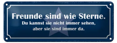 Produktbild von Blechschild Spruch 27x10cm Freunde sind Sterne immer da Dekoration