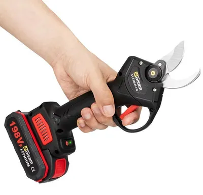 Image de Sécateur électrique - Sécateur à batterie - Diamètre de coupe : 30 mm - Avec 2 batteries - Moteur à balais - Pour arbres fruitiers - Noir