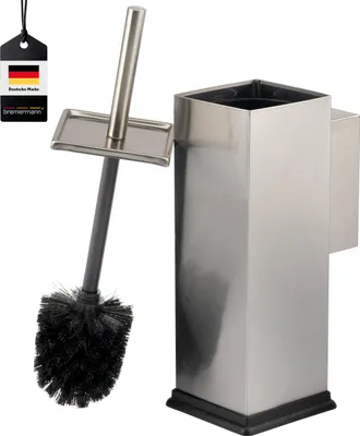 Produktbild von bremermann WC-Garnitur inkl. Wandhalterung, WC-Bürstenhalter, Toilettenbürstenhalter, eckig aus Edelstahl