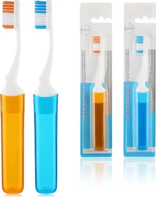 Produktbild von 2 Stück Reisezahnbürste Klappbare Reise Zahnbürste, Tragbare Weiche Zahnbürste für Erwachsene und Kinder, Travel Toothbrush, Faltbare Reise Zahnbürste für Reisen Camping