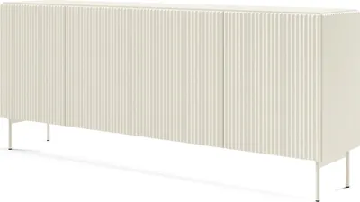 Produktbild von BETTSO Design-Kommode TUTTI 195 breit – kaschmirfarben, Rillenfront, Push-to-Open, 4 Türen, Metallfüße