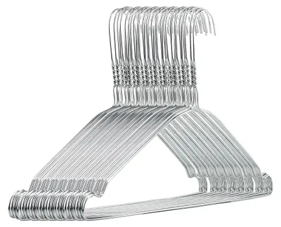 Produktbild von 50 Kleiderbügel aus Draht mit Einkerbungen 41 cm Silber Metall