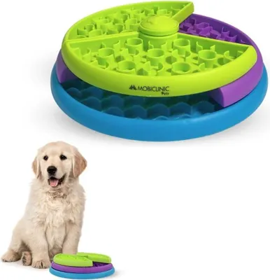 Immagine prodotto di Stazione di alimentazione interattiva per cani - Anti-snare - 3 livelli rotanti - Antiscivolo - 26x26x7,5 cm - Stimolazione mentale - Facile da pulire - Resistente - Per gatti e animali domestici