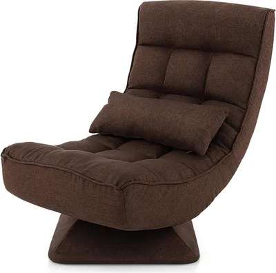Produktbild von GOPLUS Bodenstuhl drehbar, klappbarer Bodensessel mit Verstellbarer Rückenlehne & Lendenkissen, Meditationsstuhl mit Polyesterbezug für Wohnzimmer & Schlafzimmer (Kaffee)