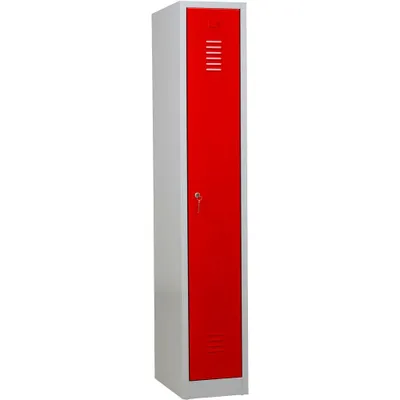 Produktbild von Gürkan Spind lichtgrau, feuerrot 104754, 1 Schließfach 30,0 x 50,0 x 180,0 cm