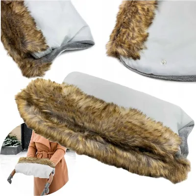 Obrázek produktu pro Rukávník s kožešinou pro kočárky, sáňky, zateplený, měkký, univerzální, šedý