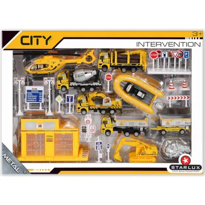 Produktbild von Baustellenfahrzeug Spielzeug Set aus Metall - 29-teilig