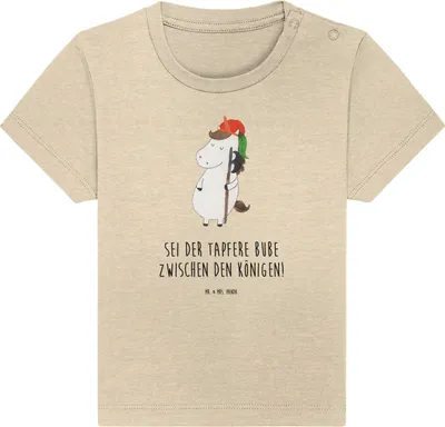 Produktbild von Mr. & Mrs. Panda Babyshirt Einhorn Junge 6. - 12. Monat - Natural Raw - Geschenk,  T-Shirt, Kleinkind, Unicorn, Organic Baby Shirt, Kinder Oberteil, Bube, Mittelalter