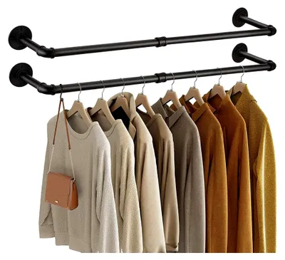 Produktbild von 2er Set Wandmontierte Kleiderstangen im Industriestil