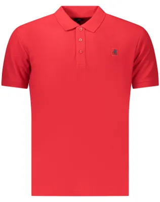 Produktbild von Herren Kurzarm-Poloshirt in Rot mit Applikation und 3 Knöpfen