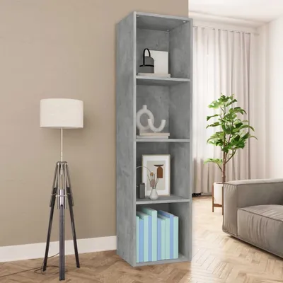 Produktbild von vidaXL Bücherregal/TV Schrank Betongrau 36x30x143 cm Holzwerkstoff - Bücherschrank - Bücherschränke - Bücherregal - Bücherregale