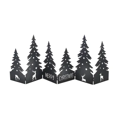 Produktbild von Kobolo Weihnachtsdeko Dekoration – MERRY – aus Metall – schwarz – Landschaft aus Bäumen und Hirschen - Aufsteller Wohnzimmer Esszimmer Fensterbank