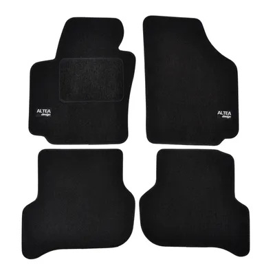 Produktbild von J&J AUTOMOTIVE | Velours Fußmatten mit Logo Autotepiche Passend Für Seat Altea 2004-2015 4tlg, Genaue Passform, Rutschfeste Untregrund, Verstärkt Im Pedalbereich, mit Befestigungen