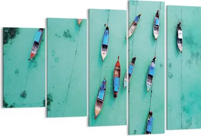 Produktbild von Bild auf Leinwand - Leinwandbild - 5 Teile - Boote mit Luft - 150x100cm - Wand Bild - Wanddeko - Wandbilder - Leinwanddruck - Bilder - Wanddekoration - Leinwand bilder - Wandbild - EG150x100-4362