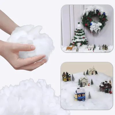 Produktbild von Kunstschnee für Weihnachten, Dekoration für Weihnachtsdörfer und Tische, 200 g