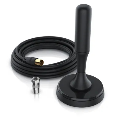 Immagine prodotto di CSL Antenna a stilo DVB-T, DVB-T2 per uso interno, antenna digitale con cavo da 4 m / incl. adattatore per connettore F