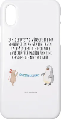 Produktbild von Mr. & Mrs. Panda Iphone 10 Handyhülle Maus Pinguin Geburtstag - Weiß - Geschenk, Happy Birthday, X, Cover, Handycover, Geburtstage, Handy