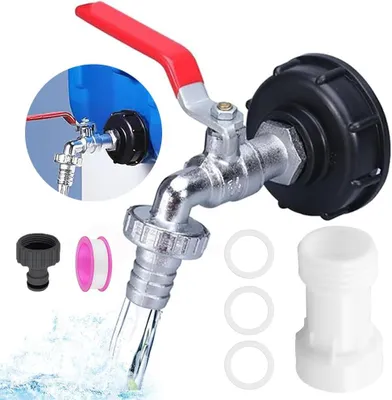 Produktbild von IBC Tankhahn mit Auslaufverlängerung, S60 x 6 Grobgewinde, 1000 L, für Wasserbehälter