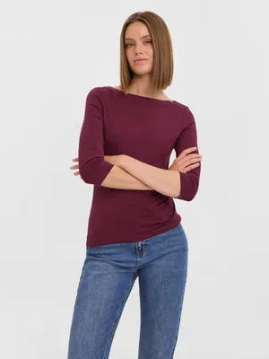 Image de T-shirt pour femme VMPANDA, coupe classique, modèle 10274133, couleur "Winetasting", taille XL