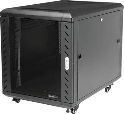 Obrázek produktu pro StarTech.com RK1236BKF, Volně stojící rack, 12U, 800 kg, Zámek, Otočná kolečka, 43,5 kg
