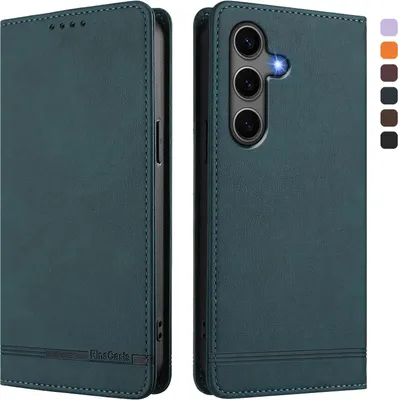 Produktbild von Hülle für Samsung Galaxy S25+ / S24+, Retro Kunstleder Ständer Klapphülle mit Kartenfächer und Magnetische Grün