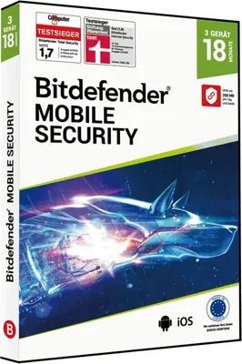 Produktbild von Bitdefender Mobile Security 3 Geräte / 18 Monate (Code in a Box)