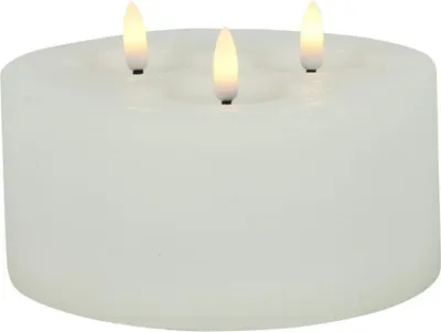 Produktbild von Countryfield LED-Stumpenkerze Ø15×10 cm Weiß 3-flammig Rustikal – warmweiß flackernd