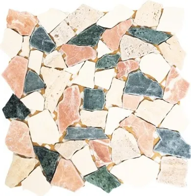 Produktbild von Mosani CIOT 30/RND, Mosaik, Marmor, Beige, Rot, Grün, Drinnen, Rechteck, 305 mm