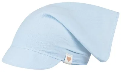 Produktbild von Kopftuch Mütze Schirmmütze Mädchen Sommer Baumwolle Musselin, Hellblau, Gr.42/44