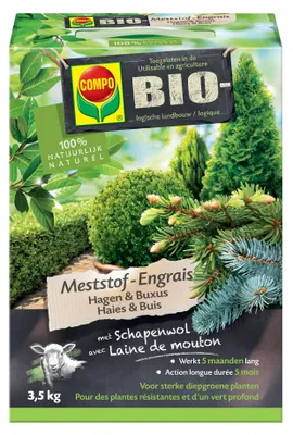 Produktbild von Kompostdünger für Hecken & Buxus - 3,5 kg - organisch - 100% natürlicher Dünger - Mit 50% Schafwolle