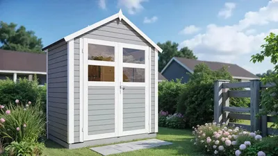 Produktbild von Gartenhaus Bertilo Kampen 1 inkl. Fußboden 201 x 132 cm hellgrau