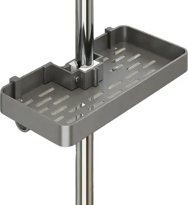 Produktbild von Duschablage, ohne Bohren, höhenverstellbar, Duschablage aus Aluminium, rostfrei, stabil und langlebig, ohne Stange, grau