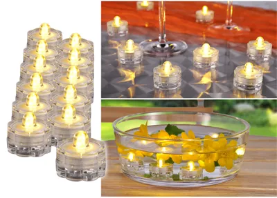 Produktbild von Hi LED-Teelicht Blütenform wasserdicht Ø4cm 12er Set, Durchscheinend, Universal, Kunststoff, CE, 1 Glühbirne(n), LED