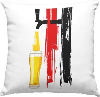 Produktbild von Trendation - Bier Geschenke für Männer Deko-Kissen mit Füllung 40x40 mit Deutschlandflagge und Bier Grafik (Blau)