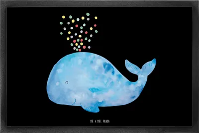Produktbild von Mr. & Mrs. Panda Schmutzmatte Wal Konfetti 60 x 90 cm - Schwarz - Geschenk, Meer, fußmatte, Fussmatte, Motivation, Geburtstag, abstreifer, Trennung, Gummimatte, Abnehmen