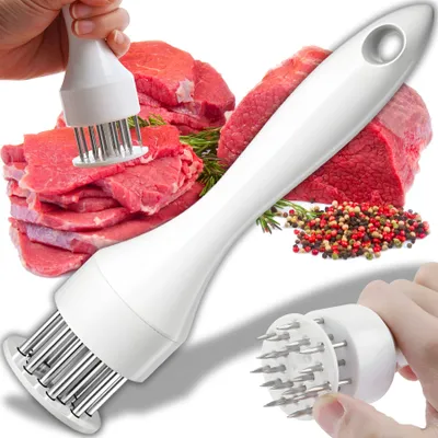 Obrázek produktu pro Křehčovač masa s 21 čepelemi z nerezové oceli Steaker Křehčovač masa Klepáč na maso Kladivo na maso Kladivo na porcování Steakové kladivo White Retoo