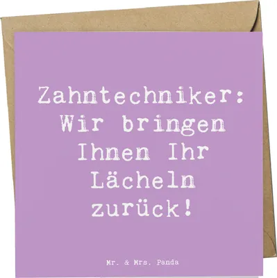 Produktbild von Mr. & Mrs. Panda Glückwunschkarte Spruch Zahntechniker Lächeln - Lavendeltraum - Geschenk, Grußkarte, Berufe, Anerkennung, Handwerk, Klappkarte, anlasskarte, faltkarte