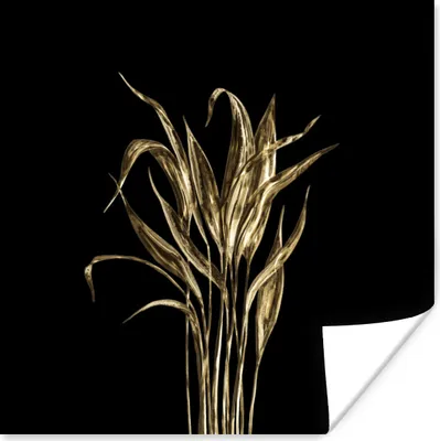 Produktbild von MuchoWow® Poster Gold - Blatt - Pflanzen 75x75 cm - Wand Dekoration