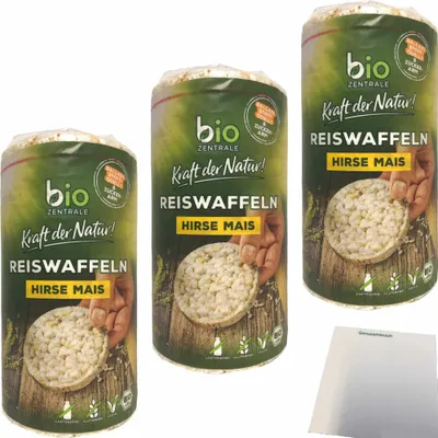 Produktbild von Zentrale Reiswaffeln Hirse Mais 3er Pack (3x100g Packung) + usy Block