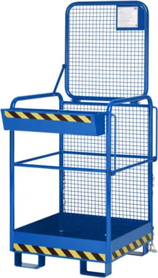Produktbild von Arbeitsbühne für Stapler und Frontlader - Arbeitskorb - Montagebühne - Traglast 240 kg - 1.900 x 800 x 800 mm - enzianblau