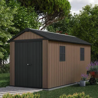 Immagine prodotto di Dmora Casetta da Giardino Kincardine 413x230x246h cm Marrone, Resistente Agli Agenti Atmosferici Presenza Finestre