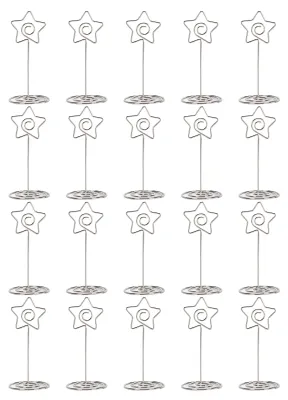 Produktbild von 20 Stück Schreibtisch-Memo-Clips, Tischnummernhalter, Sternform, Metall-Desktop-Clip für Namenskarten, Fotos, Menüs, Bilder, Silber