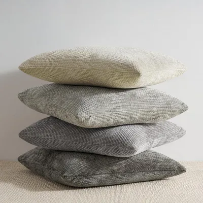 Productafbeelding van Kussenslopen, 60x60 cm, grijs, set van 4, chenille, rattan-look, geweven design