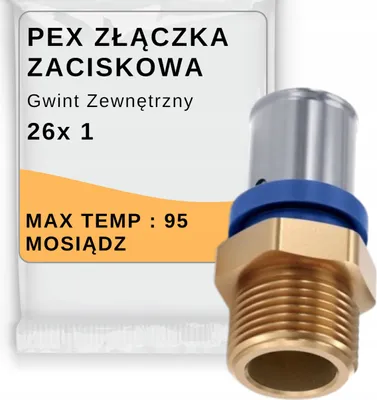 Zdjęcie produktu dla Pipelife Złączka PEX Radopress 26x1 GZ | Mosiężna Zaciskowa Gwint Zewnętrzny