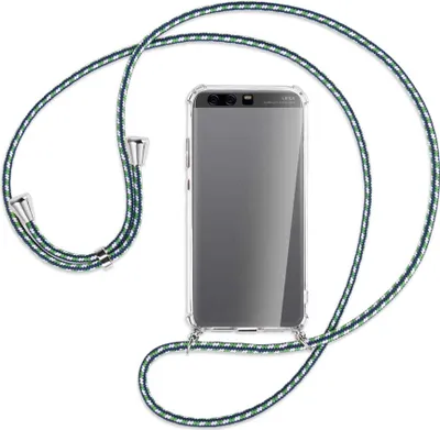 Produktbild von Handykette Backcover-Schutzhülle mit Band (Metall silberfarben) für Huawei P10 Plus - grün/blau/weiß