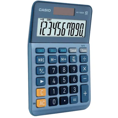 Produktbild von Casio MS-100EM, Desktop, Display-Rechner, 10 Ziffern, Akku, Mehrfarbig