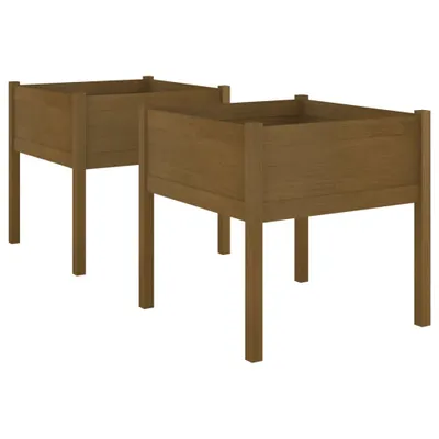 Produktbild von vidaXL Pflanzkübel 2 Stk. Honigbraun 70x70x70 cm Massivholz Kiefer