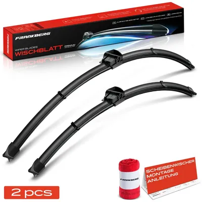 Image de Essuie-glaces - Jeu de balais d'essuie-glace avant - 2 pièces - 650/450 mm - Type plat - Fixation par bouton-poussoir - Compatible avec BMW Série 5 F10 F07 F11